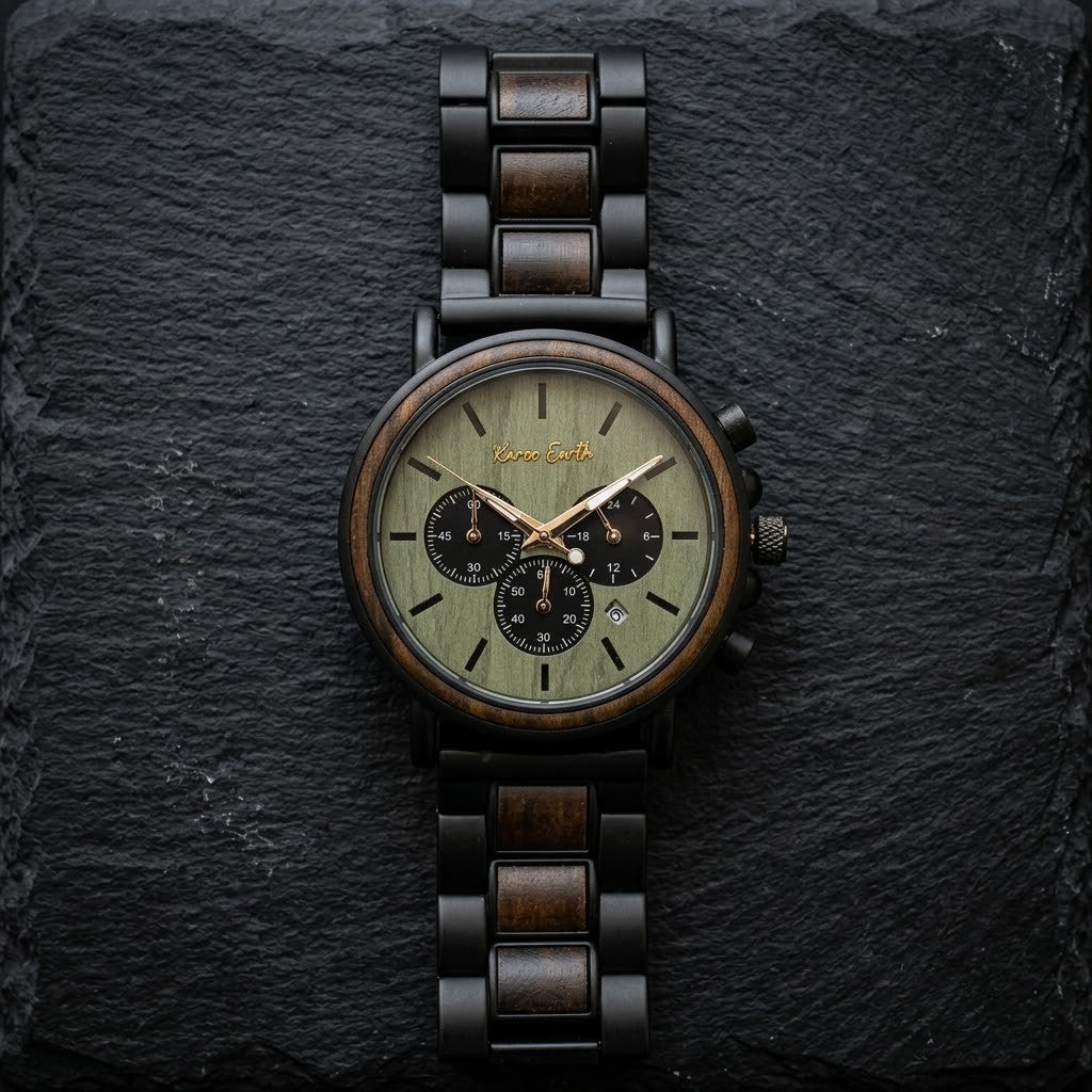 The Green Sandalwood Karoo Earth Chronograph Quartz Wooden Watch