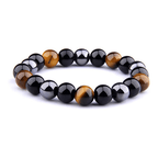 3 Protections Bracelet with 10mm Tiger Eye, Hematite & Black Obsidian - Karoo Earth