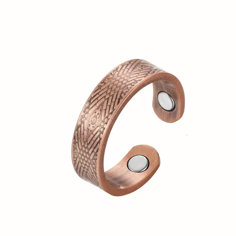 Diamond Line Copper Magnetic Ring
