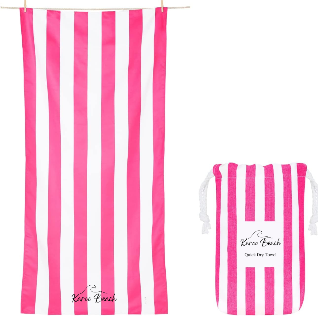 Quick Dry Microfibre Beach Towel - Deep Pink