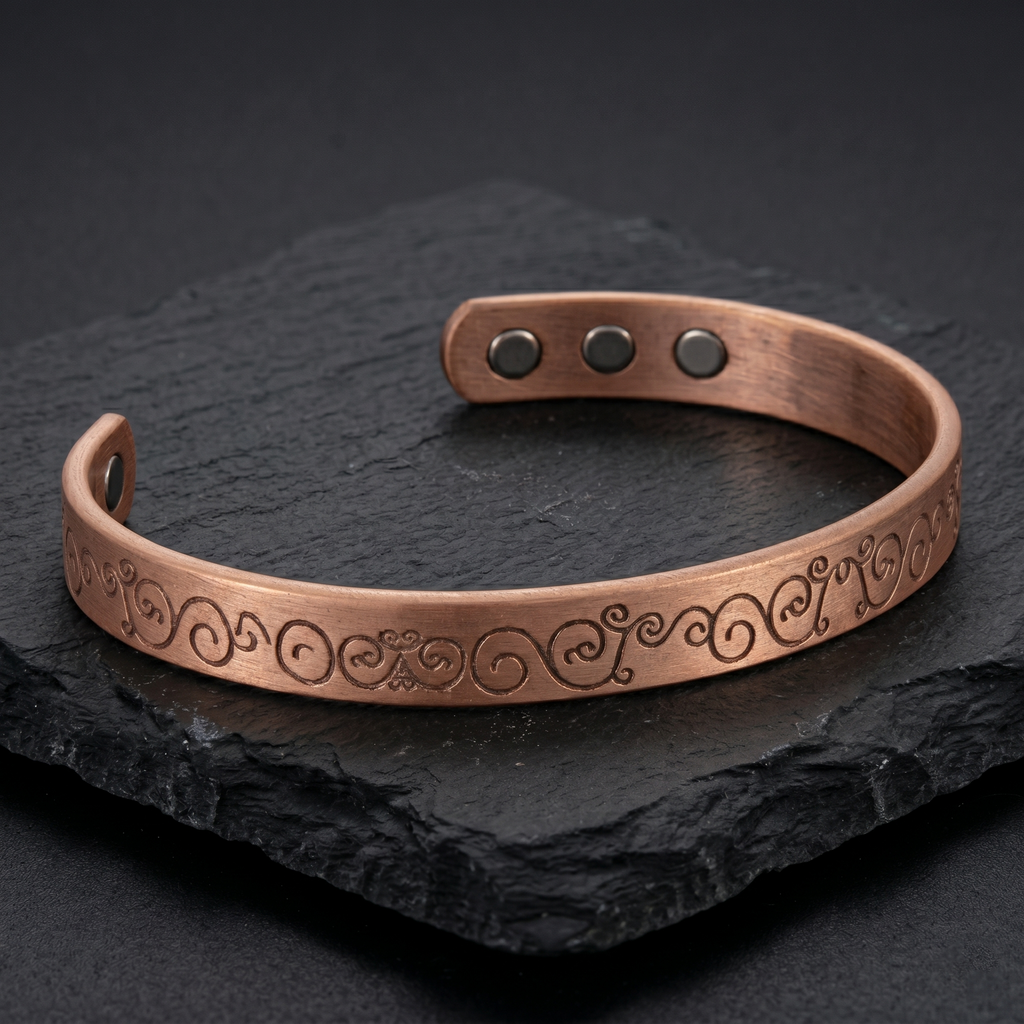 Ladies Vine engraved Pure Copper Bracelet