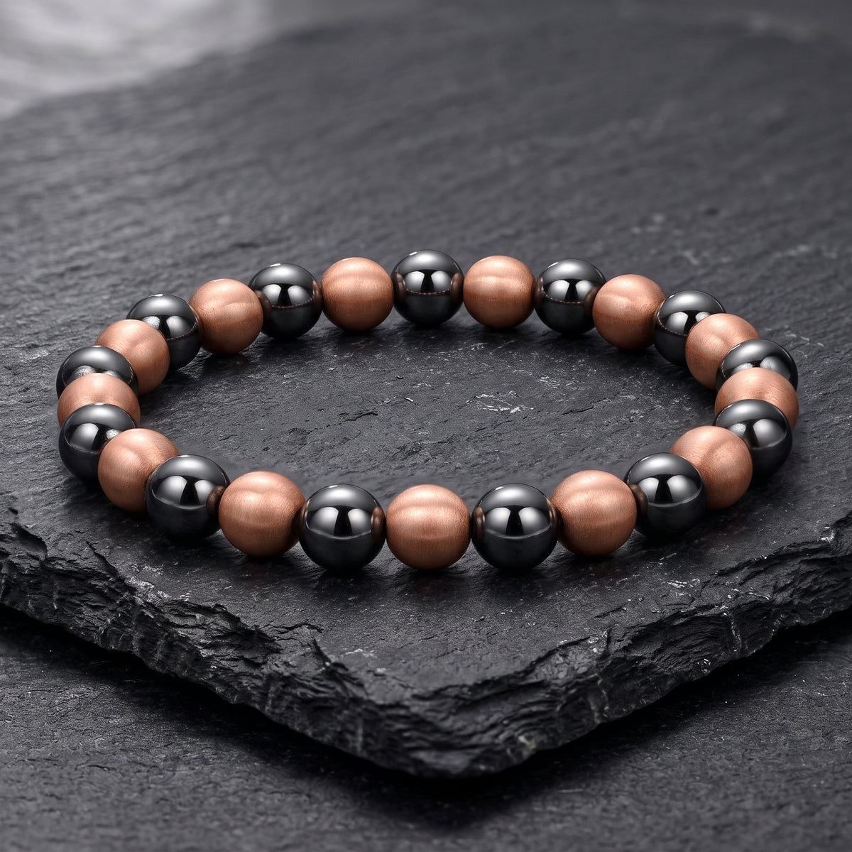 Pure Brushed Copper & Hematite Beaded Bracelet