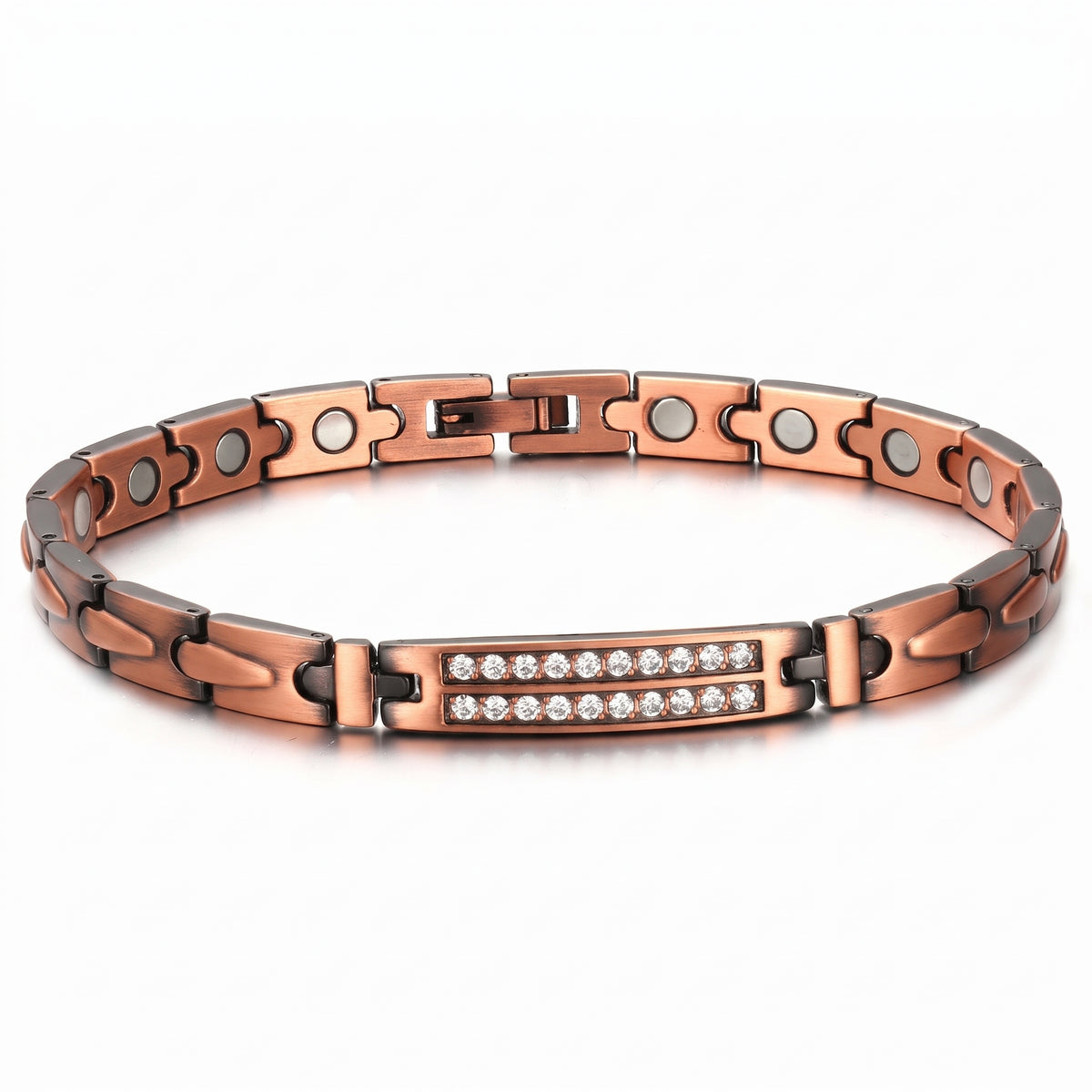 Ladies diamanté Pure Copper Magnetic Link Bracelet