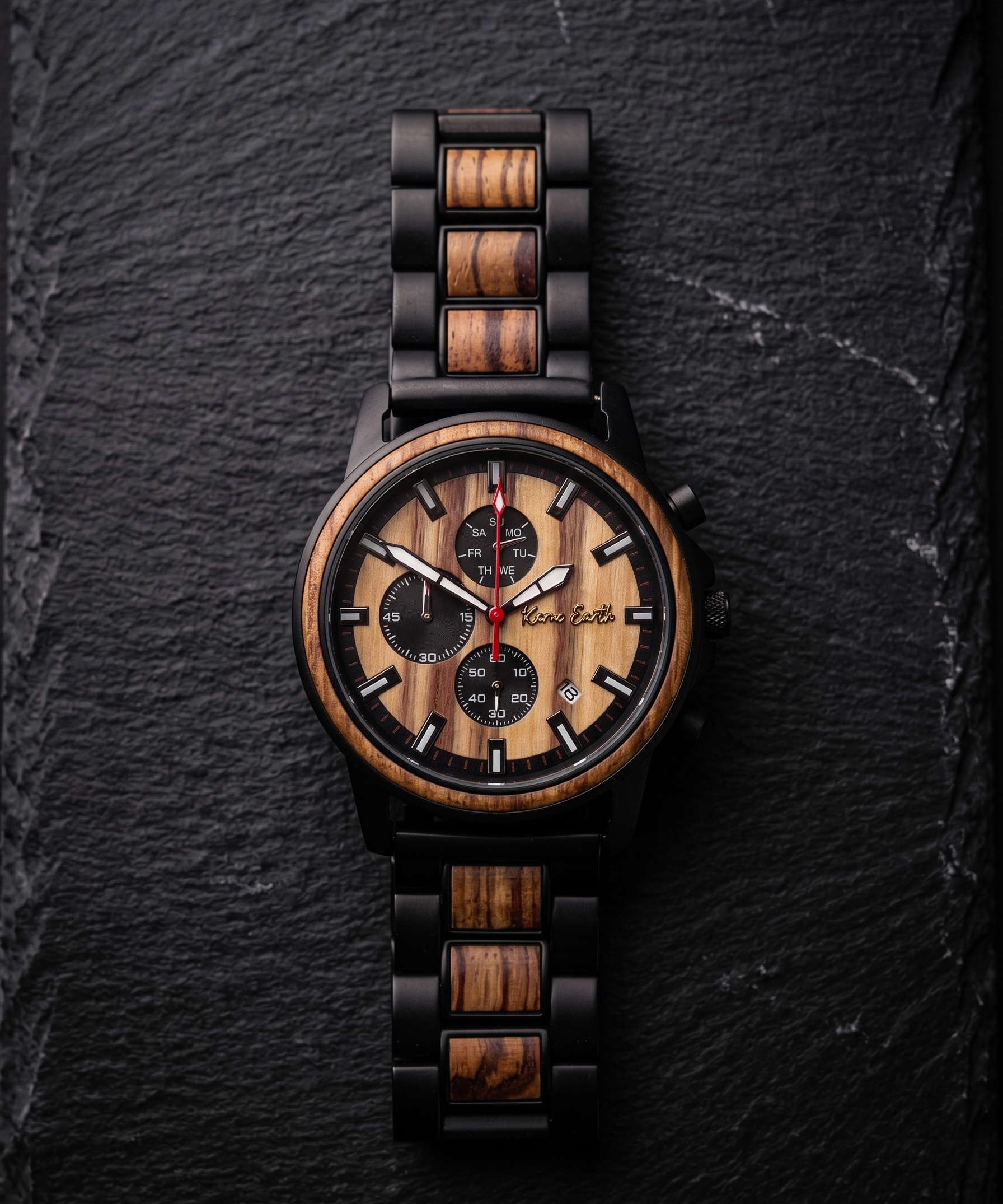 The Apple Wood & Ebony Karoo Earth Chronograph Wooden Watch