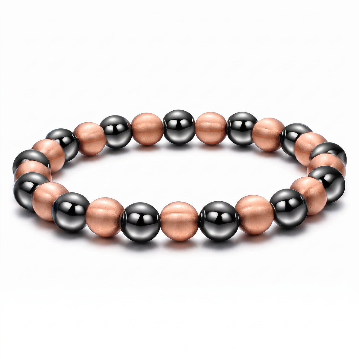 Pure Brushed Copper & Hematite Beaded Bracelet