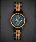The Blue Face Zebrawood Karoo Earth Chronograph Wooden Watch