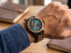 The Blue Face Zebrawood Karoo Earth Chronograph Wooden Watch