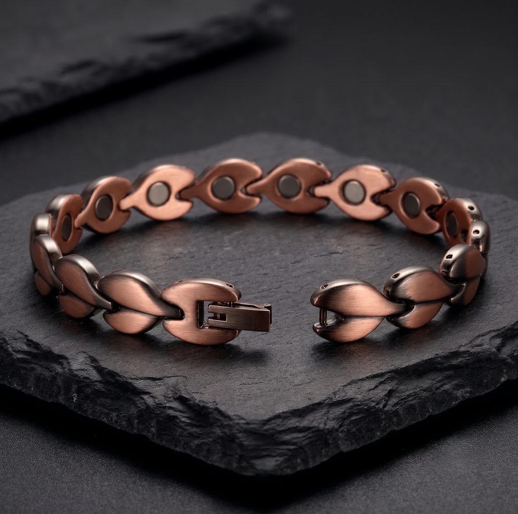 Ladies Leaf design Pure Copper Magnetic Bracelet