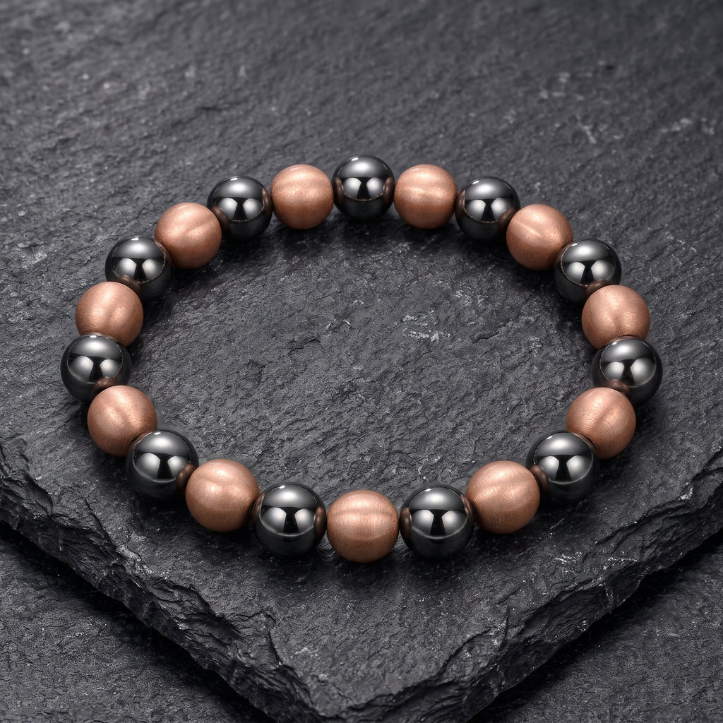 Pure Brushed Copper & Hematite Beaded Bracelet