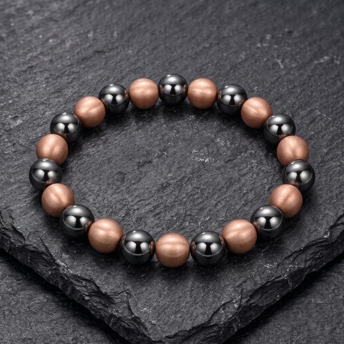Pure Brushed Copper & Hematite Beaded Bracelet