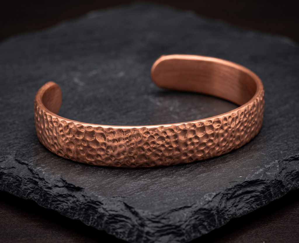 Solid Rustic Hammered Non Magnetic Pure Copper Bracelet