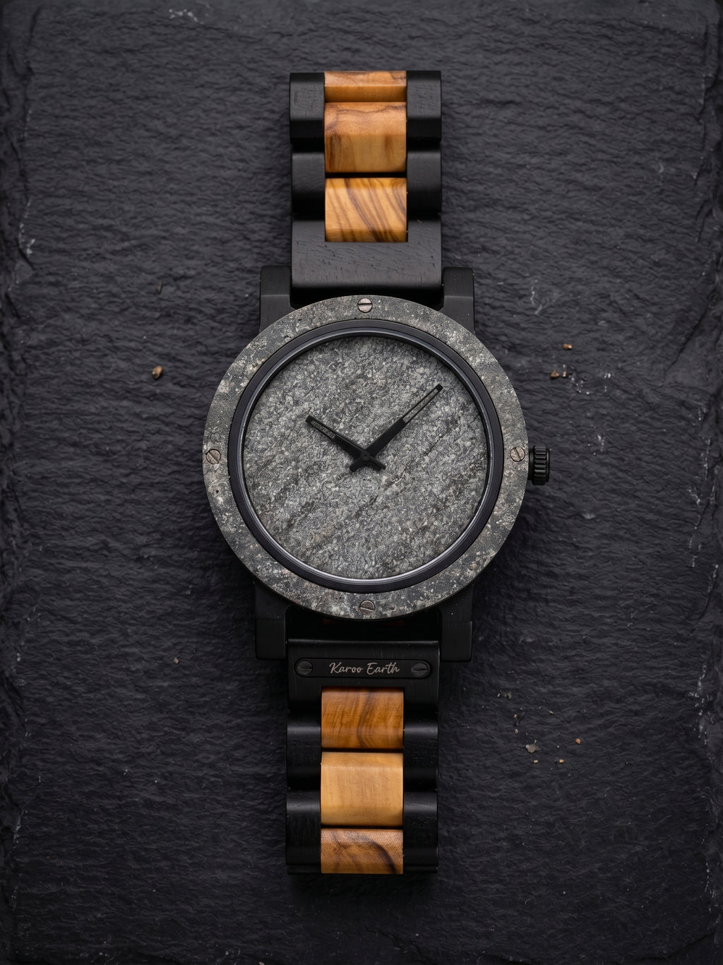 Natural Rock & Ebony Wood Karoo Earth Watch