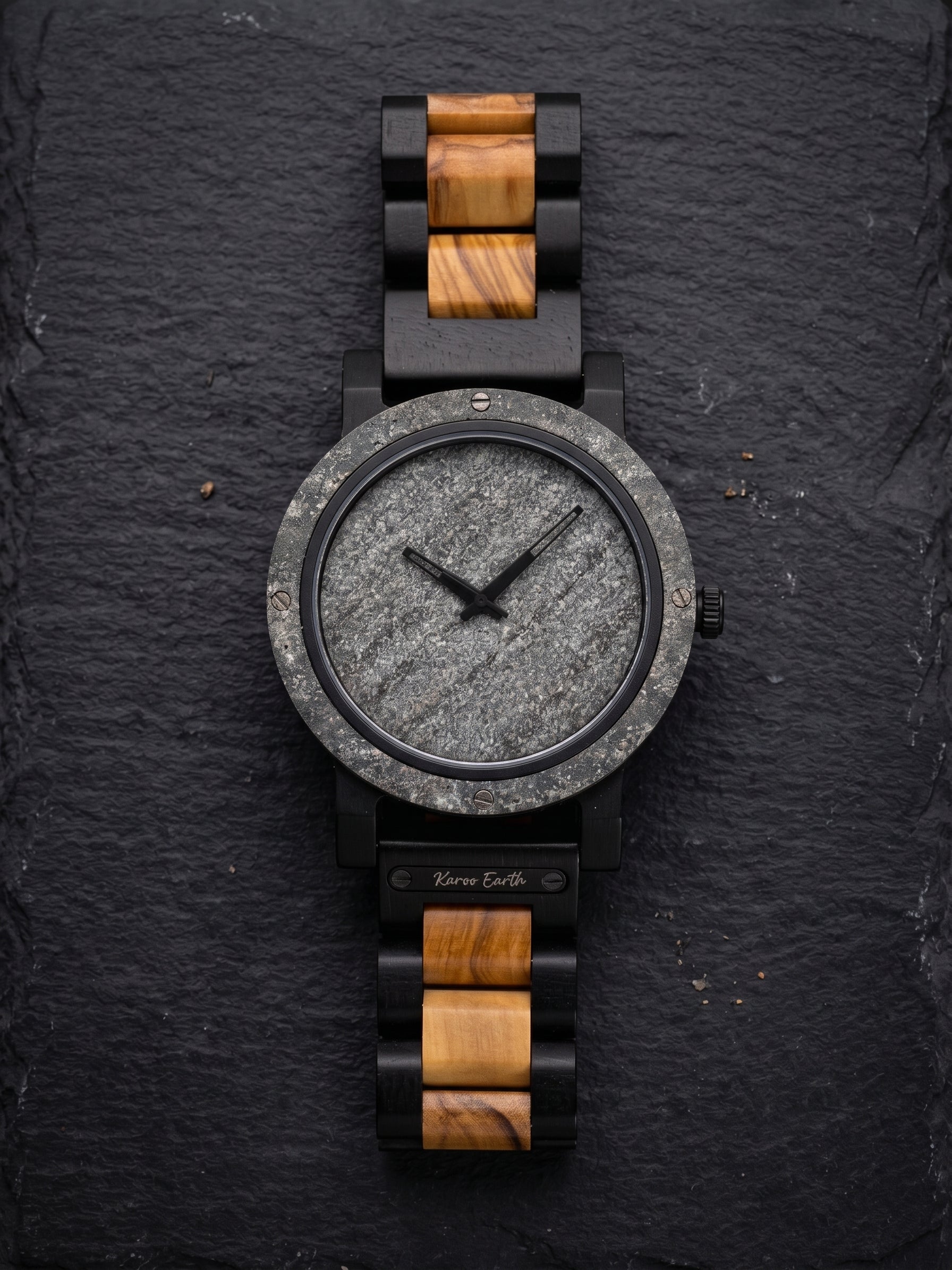 Natural Rock & Ebony Wood Karoo Earth Watch
