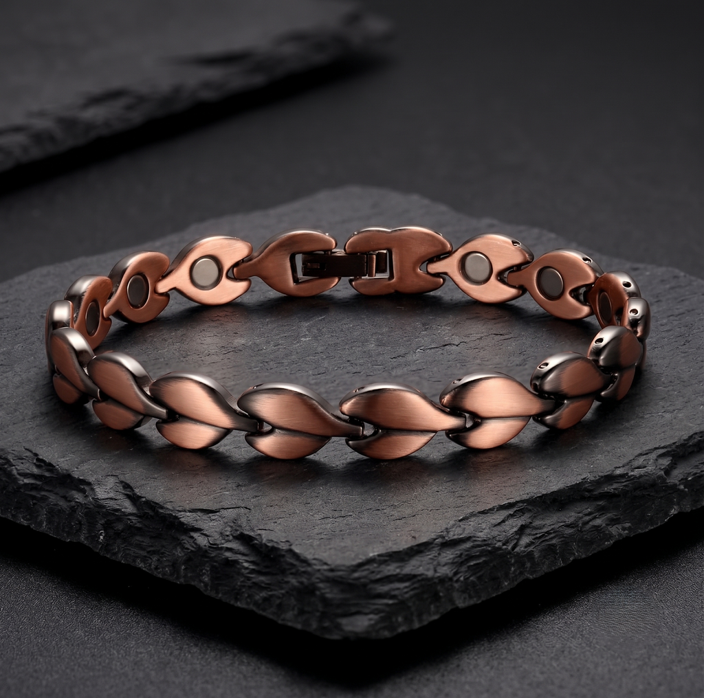 Ladies Leaf design Pure Copper Magnetic Bracelet