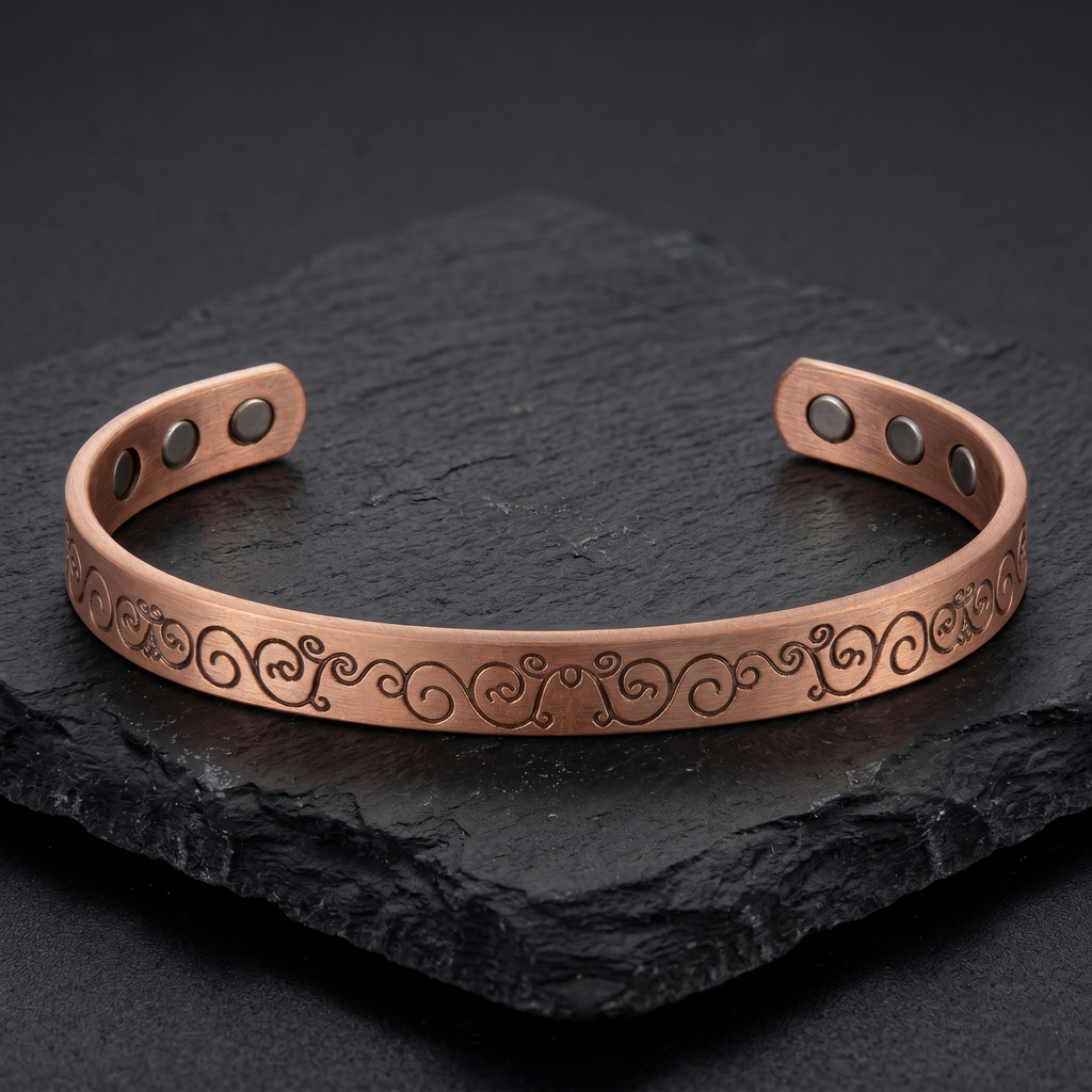 Ladies Vine engraved Pure Copper Bracelet