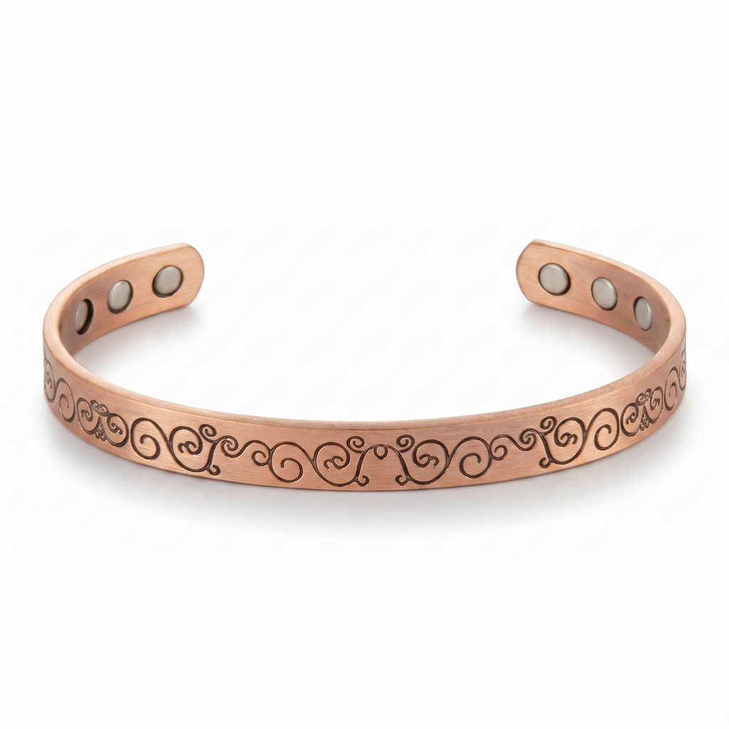 Ladies Vine engraved Pure Copper Bracelet