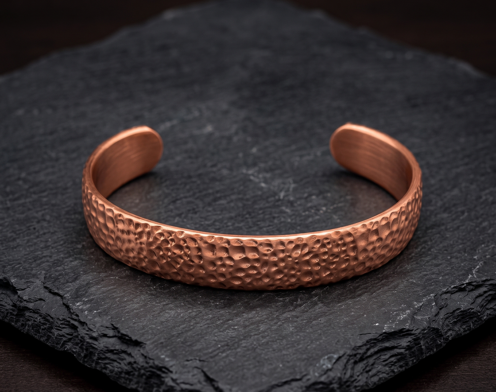 Solid Rustic Hammered Non Magnetic Pure Copper Bracelet