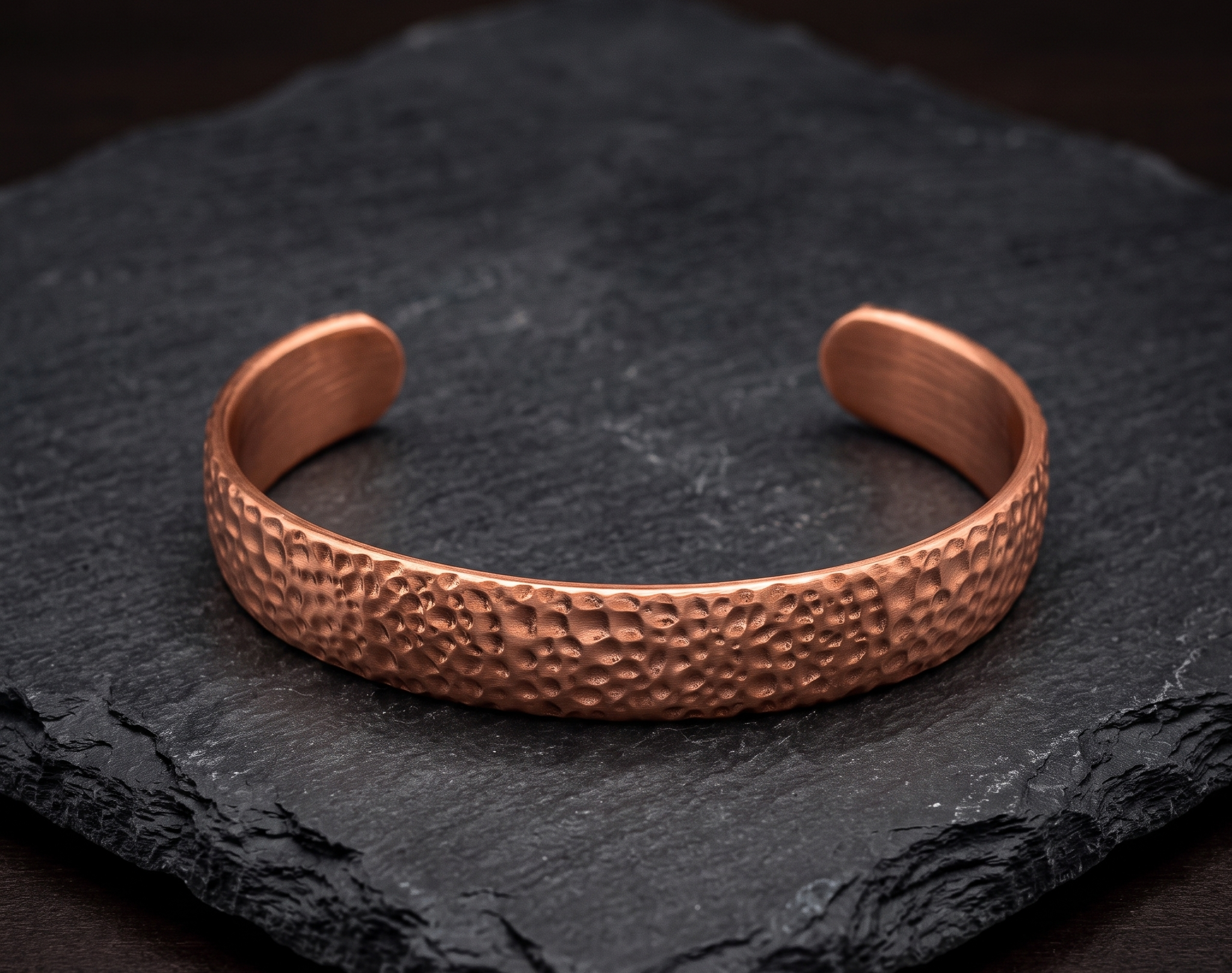 Solid Rustic Hammered Non Magnetic Pure Copper Bracelet