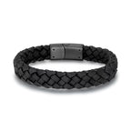 Black Braided Italian Leather with Stainless Steel Clasp