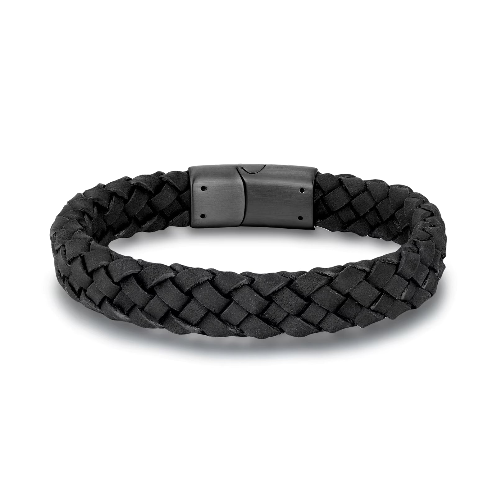 Black Braided Italian Leather with Stainless Steel Clasp