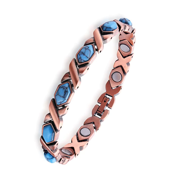 Turquoise Copper Magnetic Bracelet with Resizing Tool