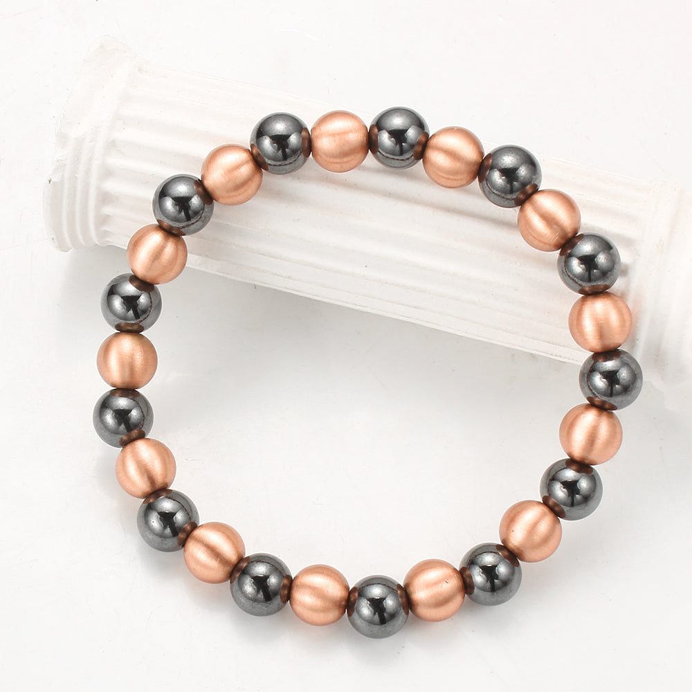 Pure Brushed Copper & Hematite Beaded Bracelet