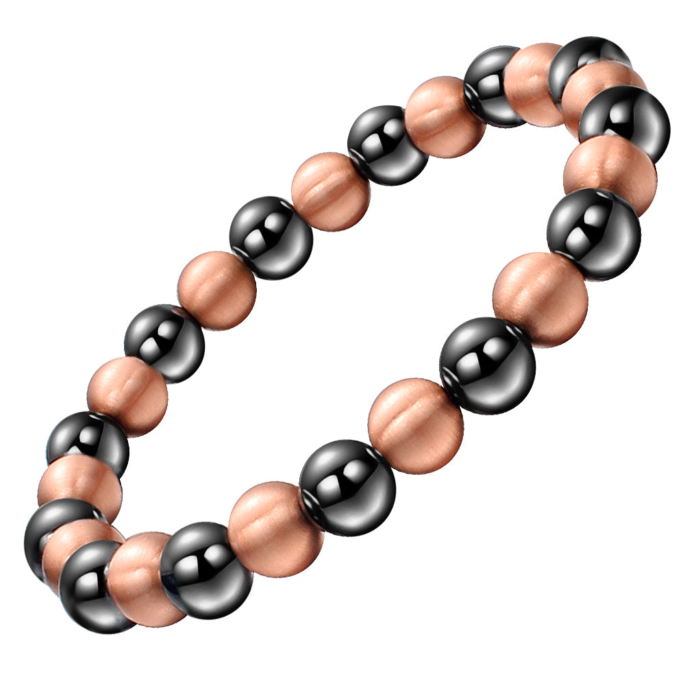 Pure Brushed Copper & Hematite Beaded Bracelet
