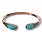 Ladies Elegant Turquoise Antique Pure Copper Bracelet