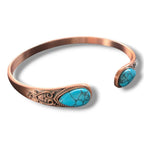 Ladies Elegant Turquoise Antique Pure Copper Bracelet