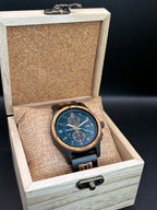 The Blue Face Zebrawood Karoo Earth Chronograph Wooden Watch