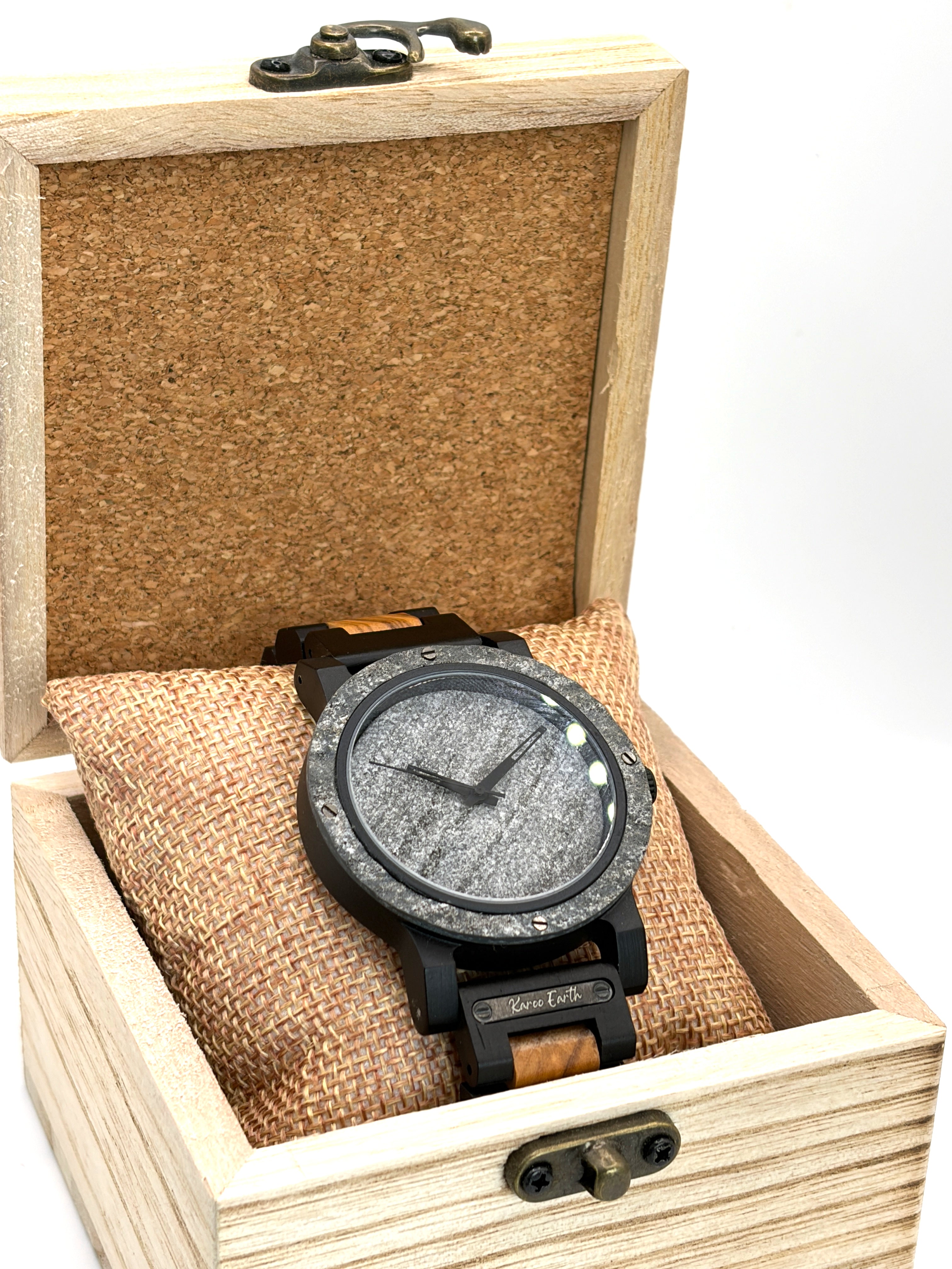 Natural Rock & Ebony Wood Karoo Earth Watch