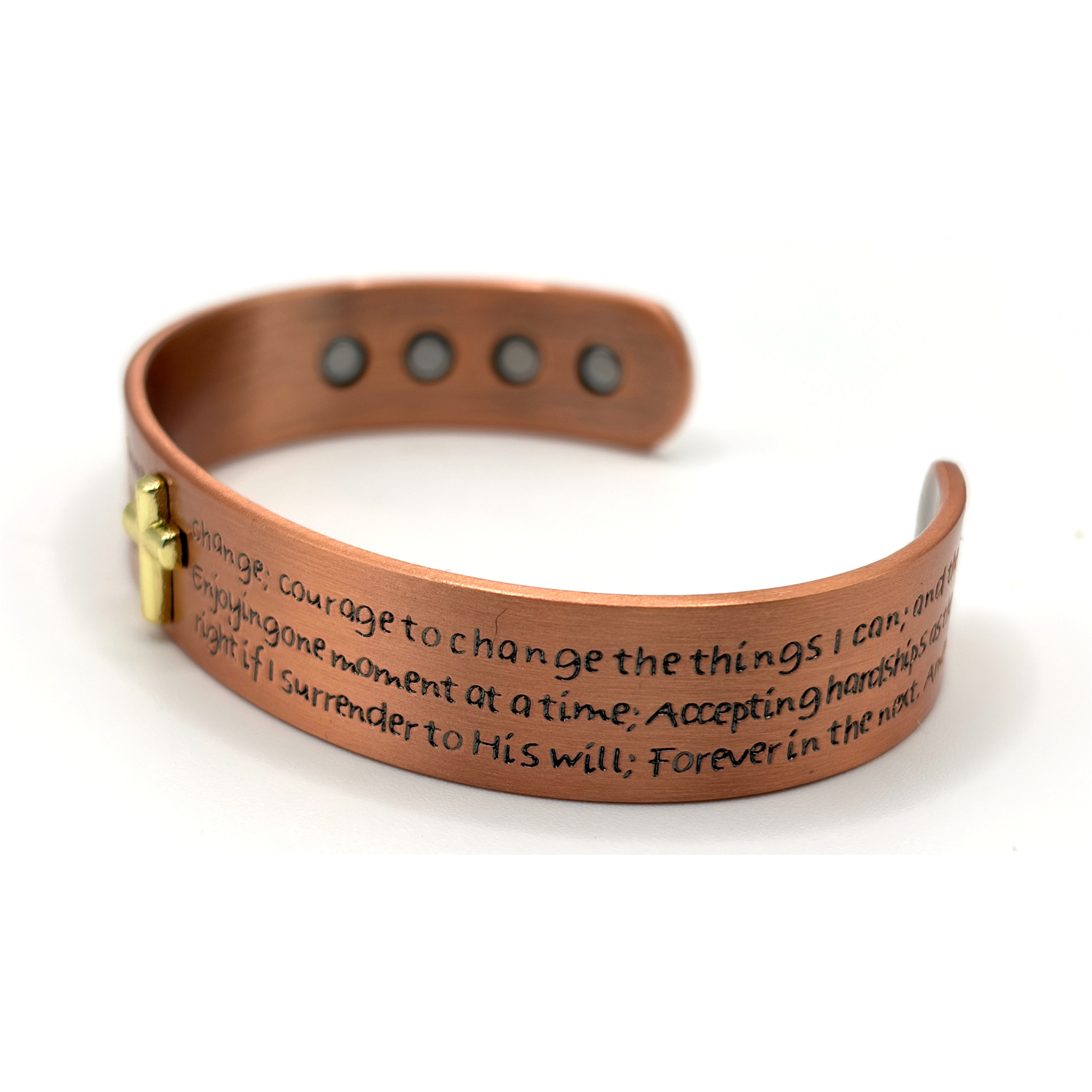 Bio Magnetic Serenity Prayer Engraved Pure Copper Bracelet