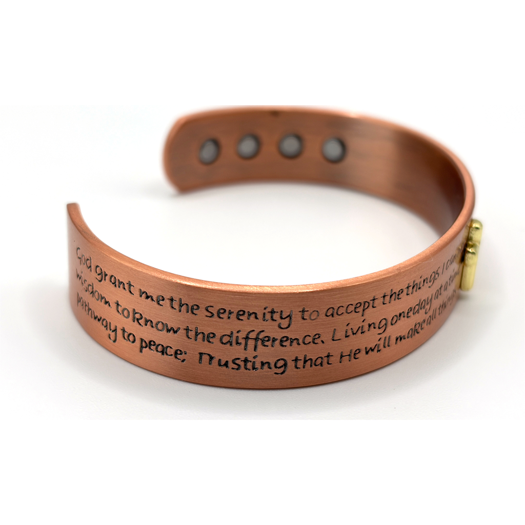 Bio Magnetic Serenity Prayer Engraved Pure Copper Bracelet