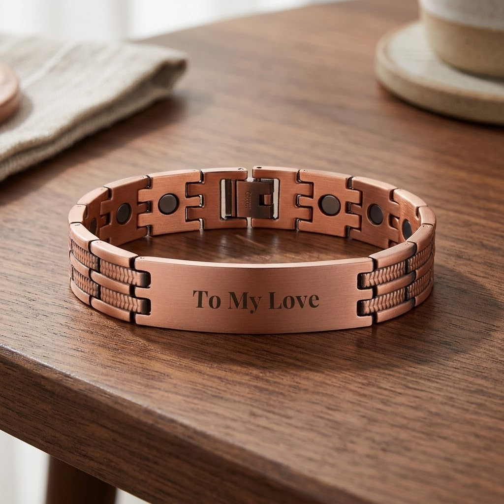 Customisable Parallel Track Pure Copper Magnetic Bracelet
