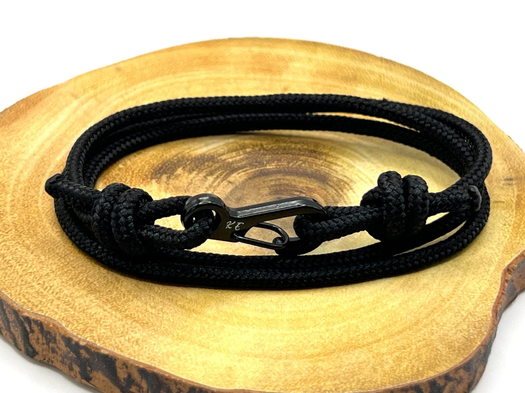 Adjustable Black Carabiner Rope Bracelet - Karoo Earth