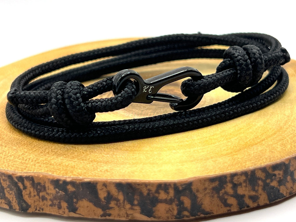 Adjustable Black Carabiner Rope Bracelet - Karoo Earth