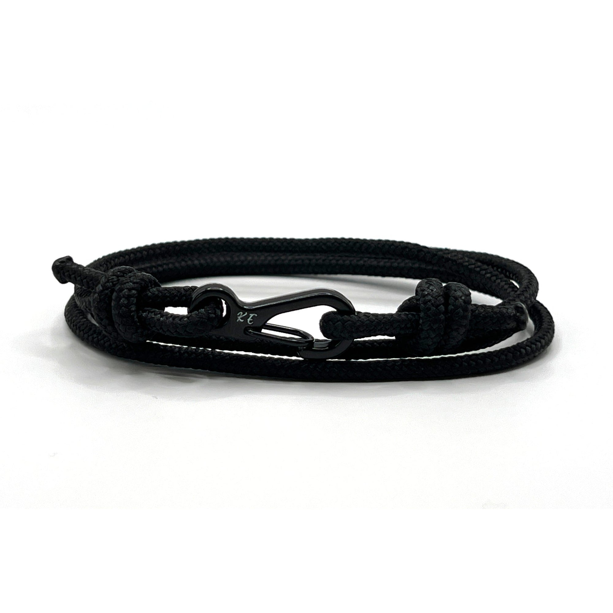 Adjustable Black Carabiner Rope Bracelet - Karoo Earth