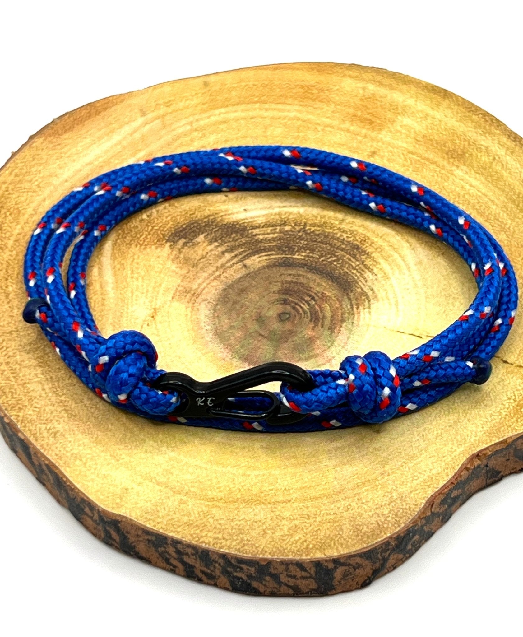 Adjustable Cobalt Camo Carabiner Rope Bracelet - Karoo Earth