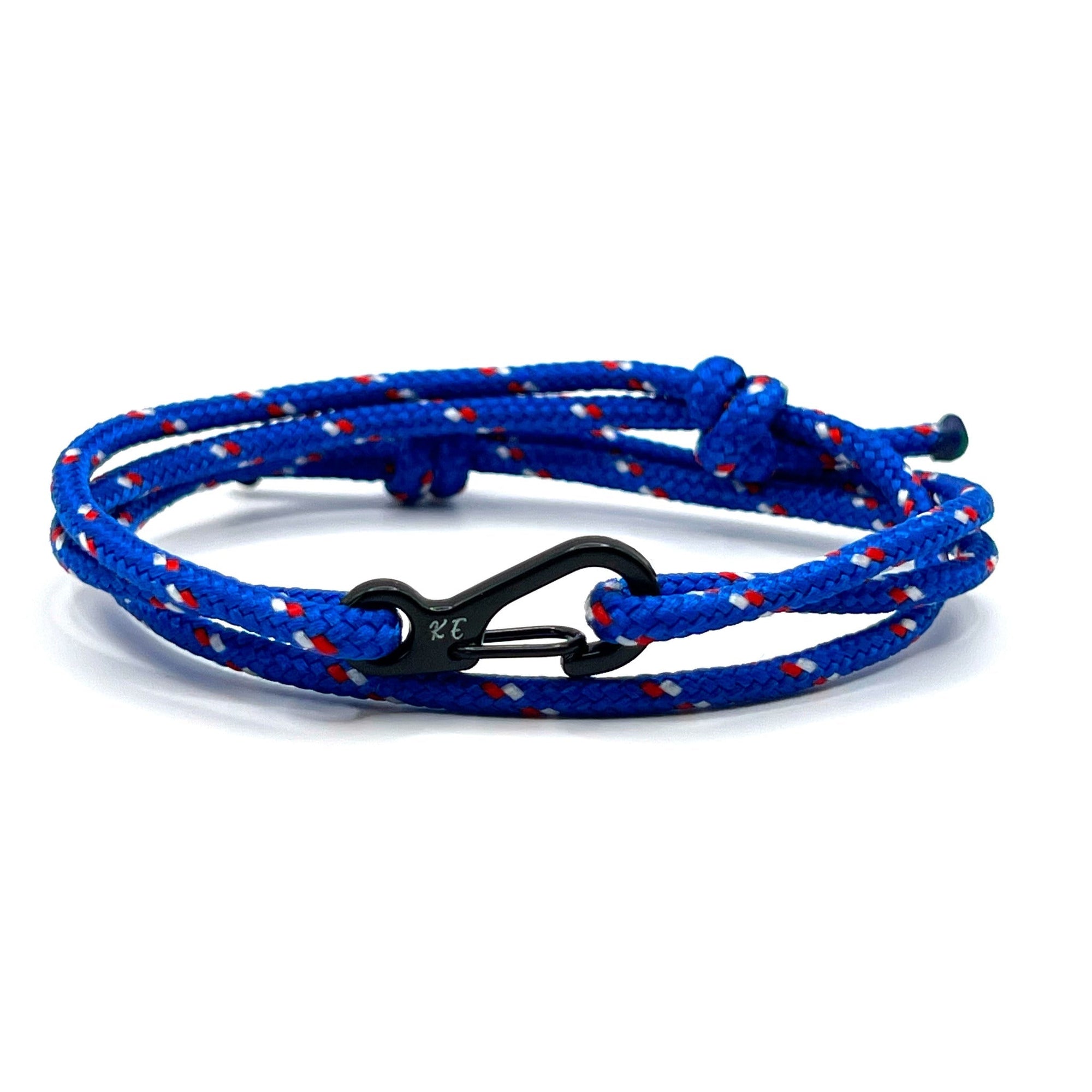 Adjustable Cobalt Camo Carabiner Rope Bracelet - Karoo Earth