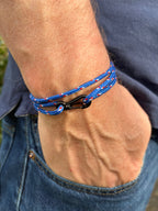 Adjustable Cobalt Camo Carabiner Rope Bracelet - Karoo Earth