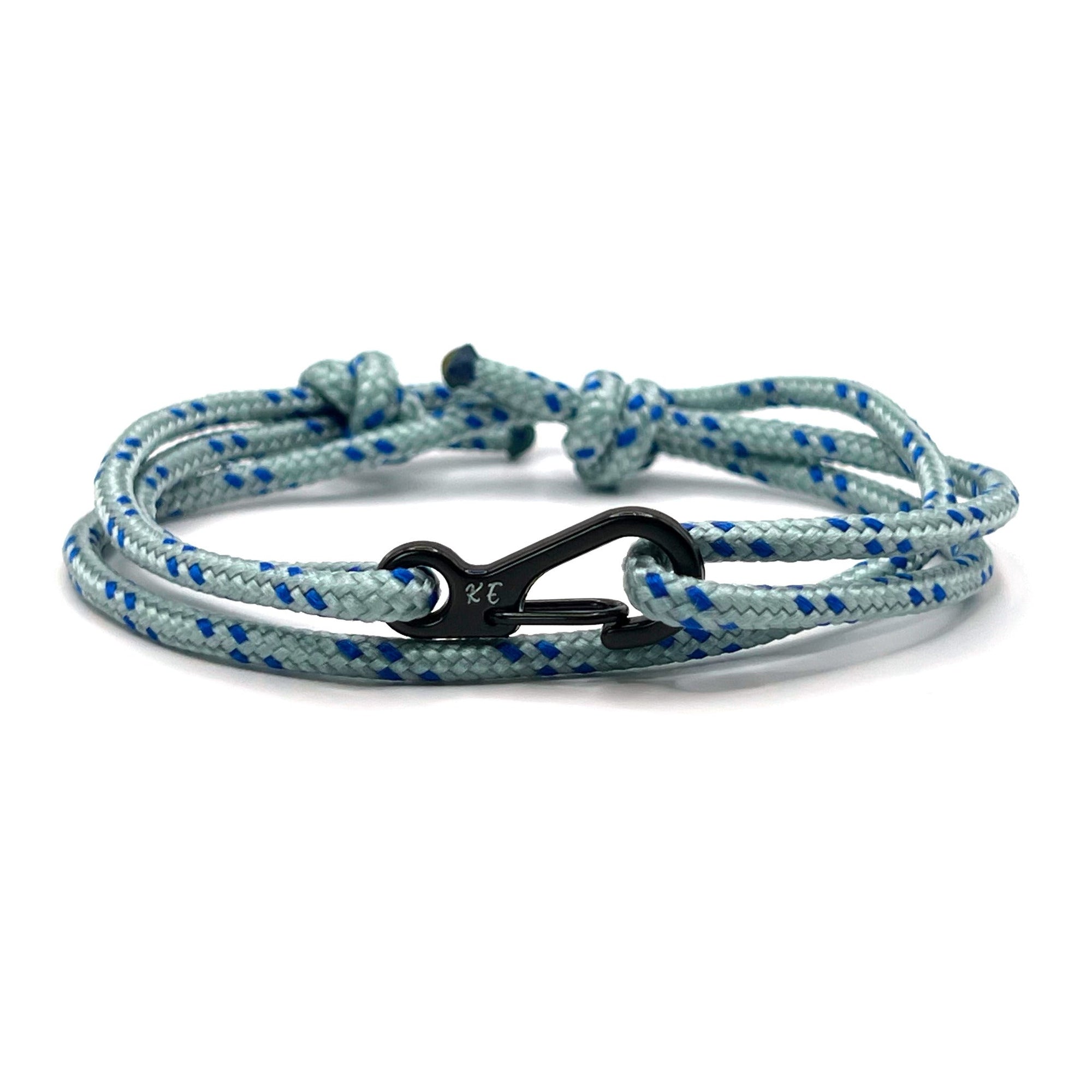 Adjustable Grey and Blue Carabiner Rope Bracelet - Karoo Earth