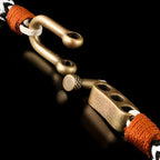 Adjustable Navy Black & White Zig - Zag with Brown Detail Copper D - Shackle Clasp Nautical Rope Bracelet - Karoo Earth