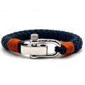 Adjustable Navy Blue with Brown Detail Steel D-Shackle Clasp Nautical Rope Bracelet - Karoo Earth