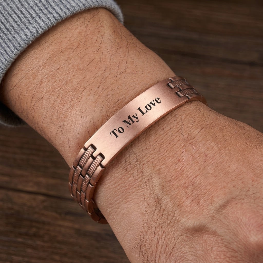 Customisable Parallel Track Pure Copper Magnetic Bracelet
