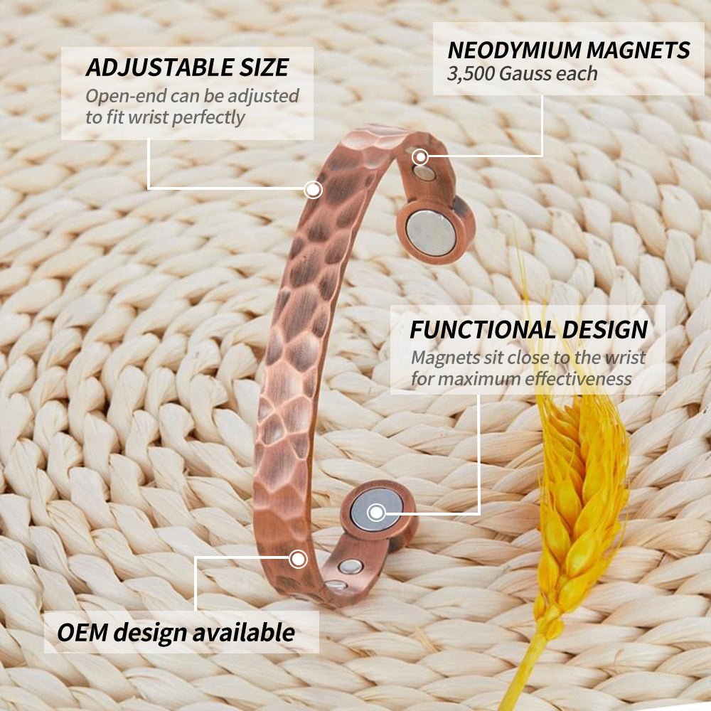 Bio Magnetic Antique Hammered Copper Bracelet - Karoo Earth