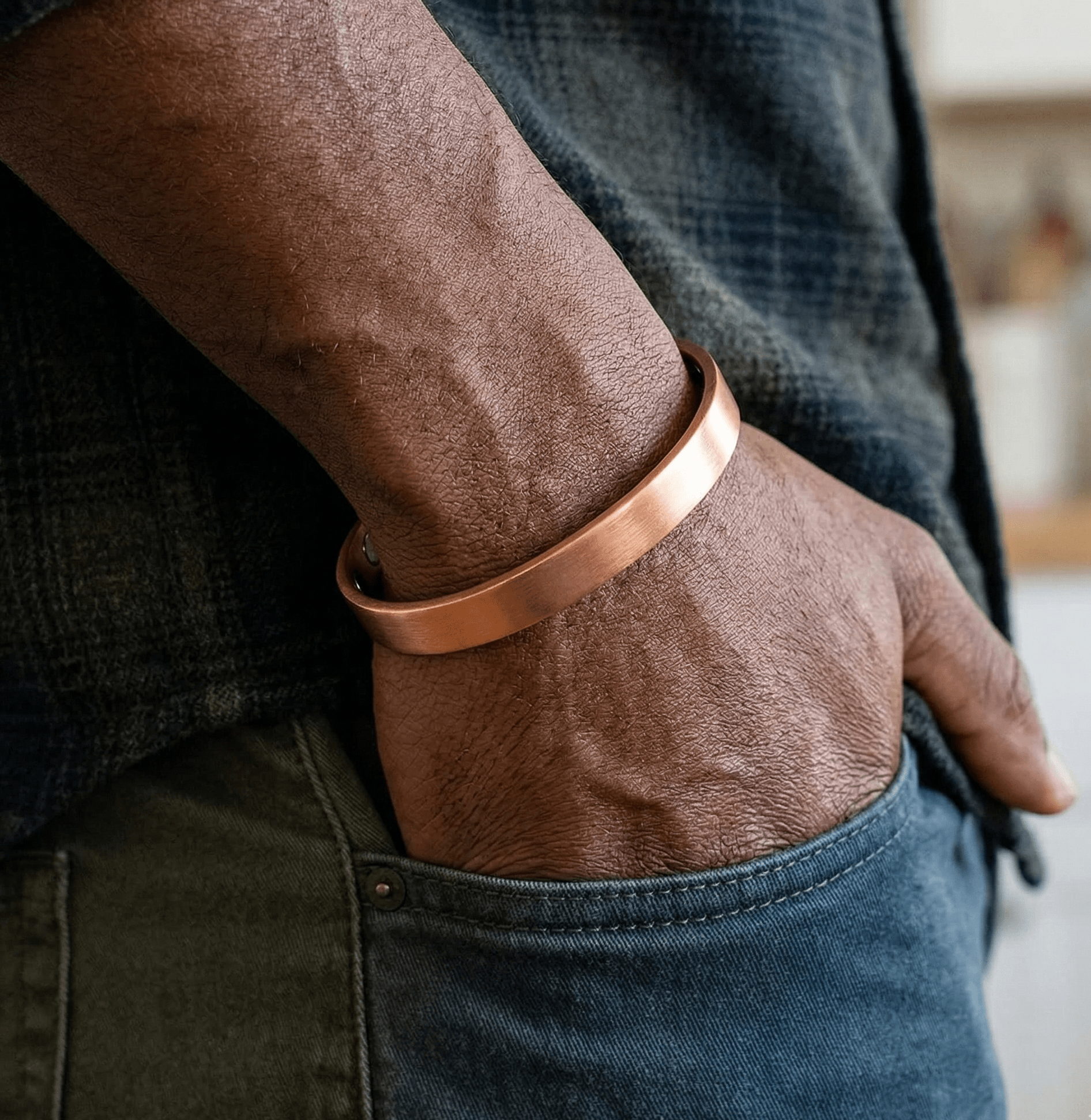 Bio Magnetic Brushed Pure Copper Bracelet - Karoo Earth