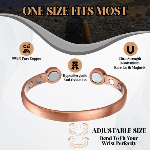 Bio Magnetic Brushed Pure Copper Bracelet - Karoo Earth