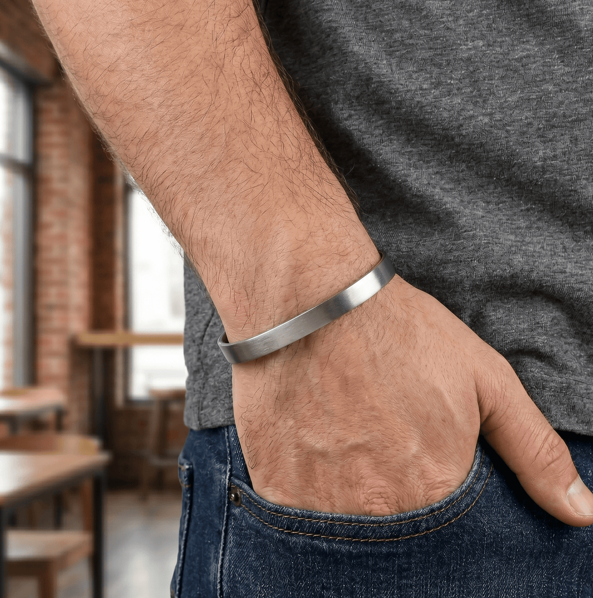 Bio Magnetic Brushed Silver Electroplated Pure Copper Bracelet - Karoo Earth