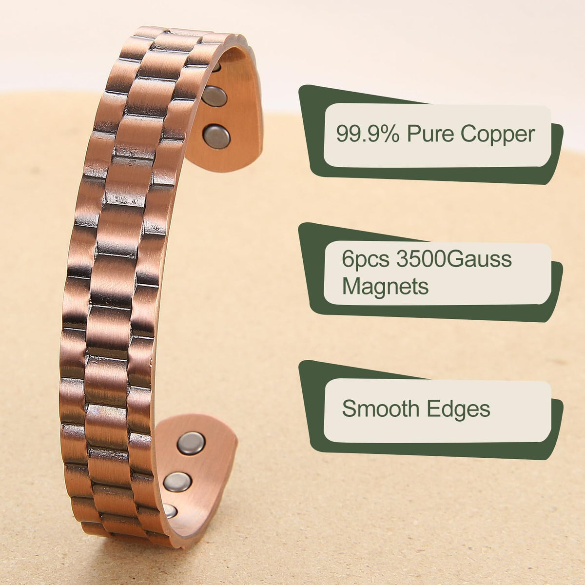 Bio Magnetic Checkered Pure Copper Bracelet - Karoo Earth