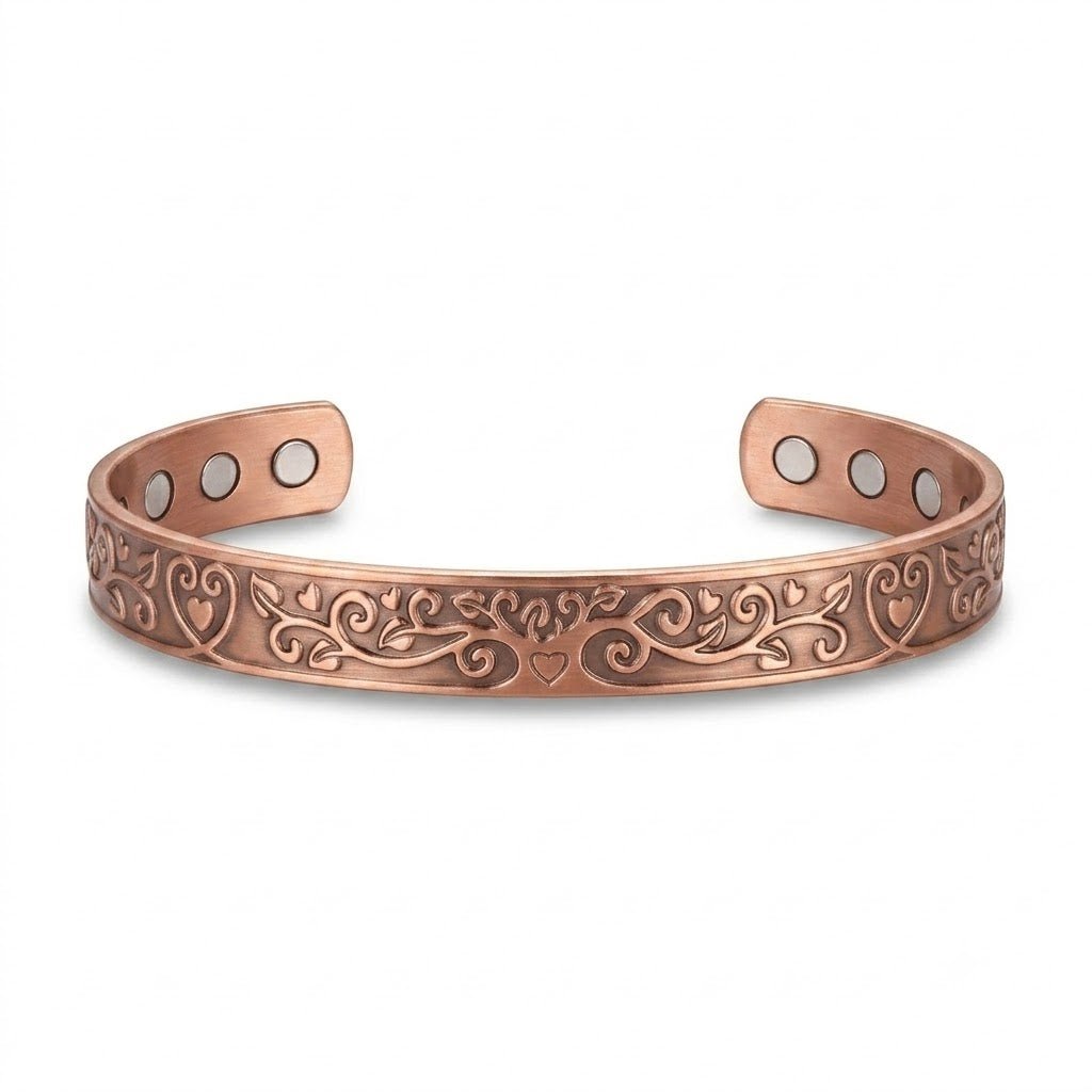 Bio Magnetic Double Heart Ladies Pure Copper Bracelet - Karoo Earth